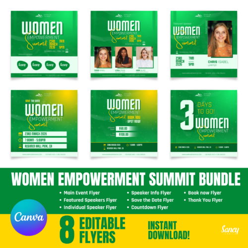 All flyer mockup 8-in-1 Women Empowerment Summit Bundle