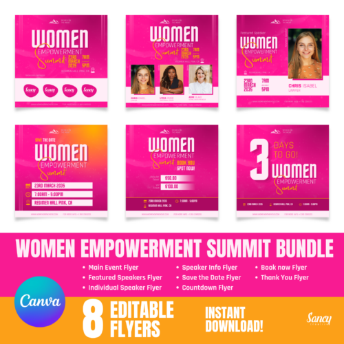 All flyer mockup 8-in-1 Women Empowerment Summit Bundle